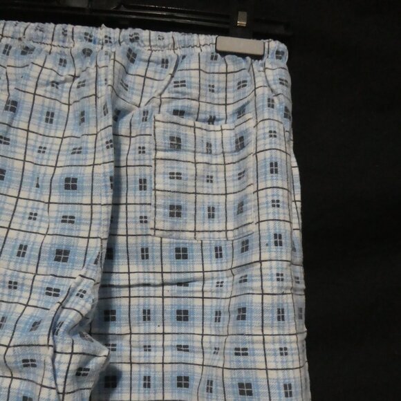 Blue Plaid Pajama Pants | medium | 100% cotton | Stretchy Waist and Drawstring - Picture 12 of 16